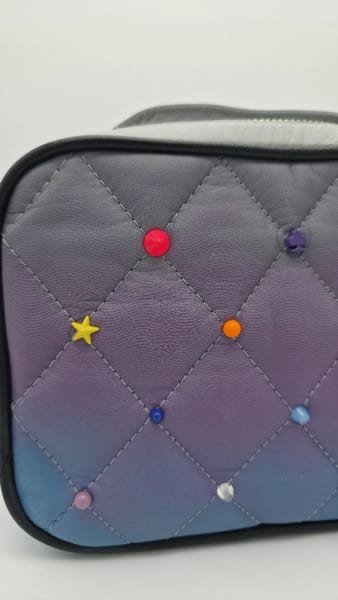 Min & Mon Quilted Studded Zip Crossbody Bag Purple Blue Gray, photo 3 of 14