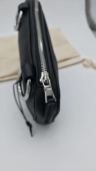 Simon Miller Black Leather Small D-Ring Bag Zip Closure, photo 3 of 7
