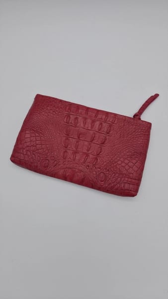 Brahmin Red Crocodile Embossed Leather Zip Pouch Clutch, photo 3 of 7