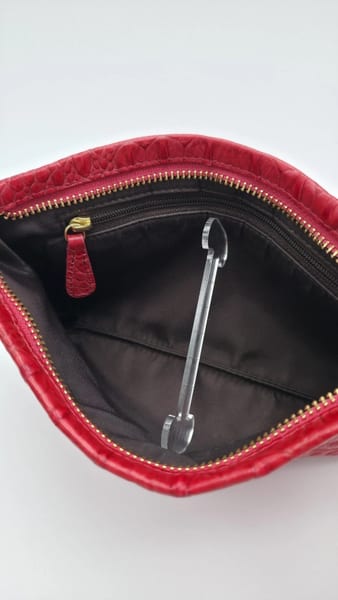Brahmin Red Crocodile Embossed Leather Zip Pouch Clutch, photo 5 of 7