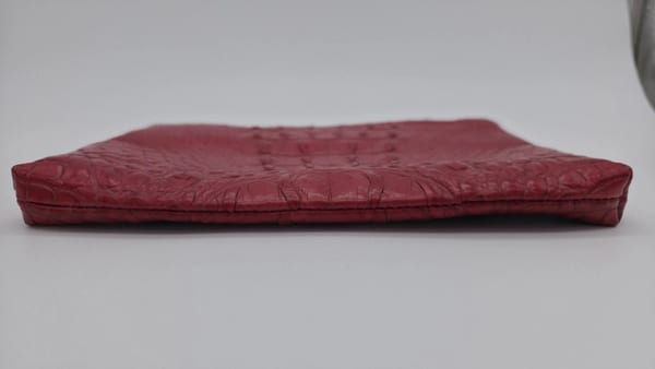 Brahmin Red Crocodile Embossed Leather Zip Pouch Clutch, photo 6 of 7