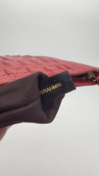 Brahmin Red Crocodile Embossed Leather Zip Pouch Clutch, photo 7 of 7
