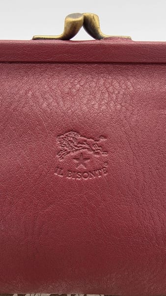 Il Bisonte Burgundy Leather Clasp Frame Clutch, Gold Hardware, photo 2 of 10