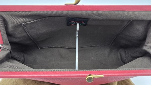 Il Bisonte Burgundy Leather Clasp Frame Clutch, Gold Hardware, photo 8 of 10
