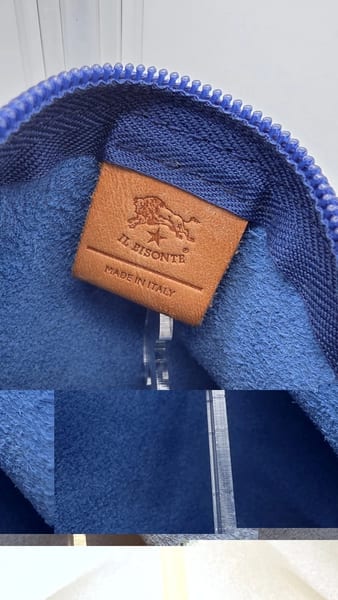 Il Bisonte Blue Pebbled Leather Zip Shoulder Bag Gold Hardware, photo 15 of 15