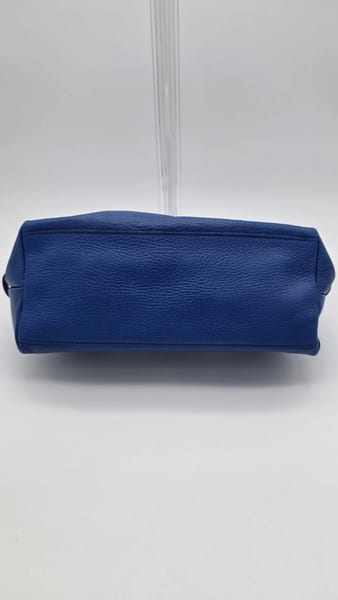 Il Bisonte Blue Pebbled Leather Zip Shoulder Bag Gold Hardware, photo 7 of 15