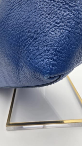 Il Bisonte Blue Pebbled Leather Zip Shoulder Bag Gold Hardware, photo 8 of 15