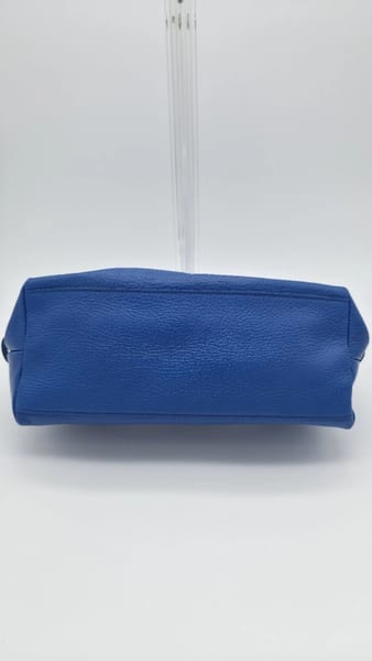 Il Bisonte Blue Pebbled Leather Zip Shoulder Bag Gold Hardware, photo 9 of 15