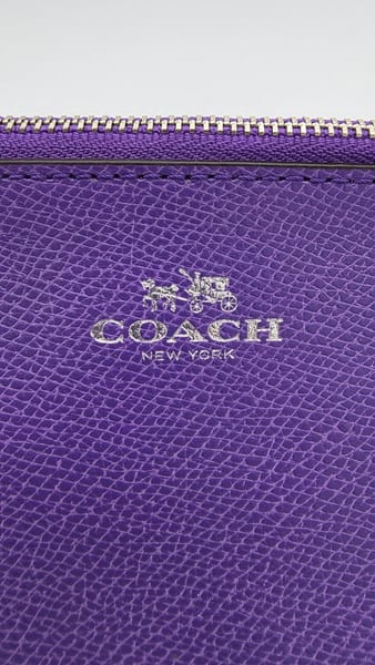Coach Purple Leather Makeup Bag Pouch, Zipper Closure, photo 2 of 9