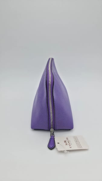 Coach Purple Leather Makeup Bag Pouch, Zipper Closure, photo 4 of 9