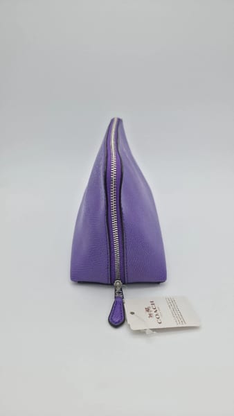 Coach Purple Leather Makeup Bag Pouch, Zipper Closure, photo 5 of 9