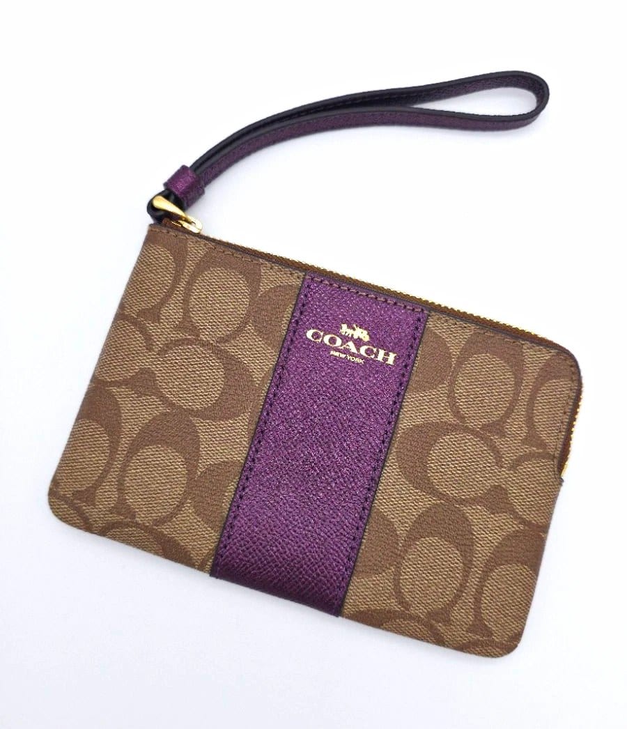 Coach Signature Canvas & Leather Zip Wristlet Wallet, photo 1 of 7