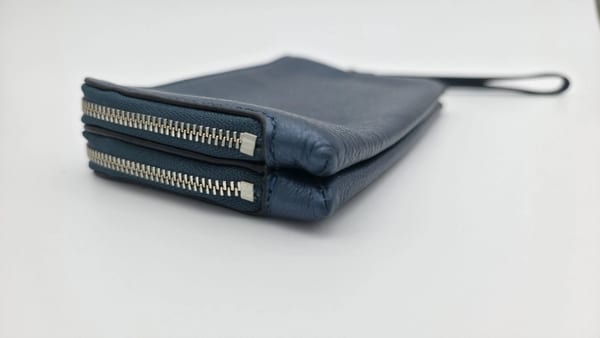 Coach Blue Leather Double Zip Wristlet Wallet, Wrist Strap, photo 6 of 12