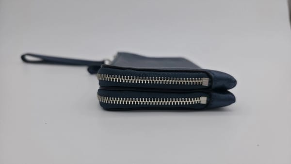 Coach Blue Leather Double Zip Wristlet Wallet, Wrist Strap, photo 9 of 12