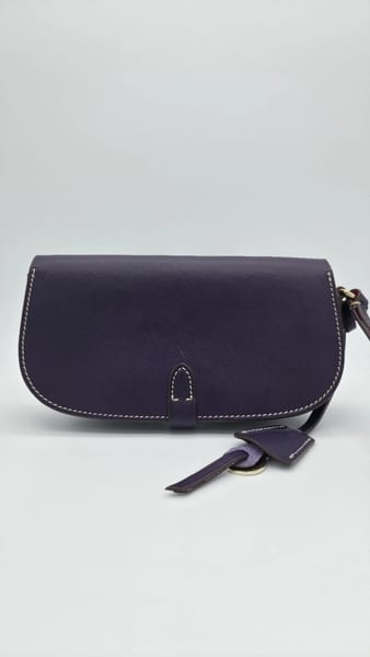 Dooney & Bourke Purple Leather Wristlet Red Lining Silver Hardware Charm, photo 7 of 10