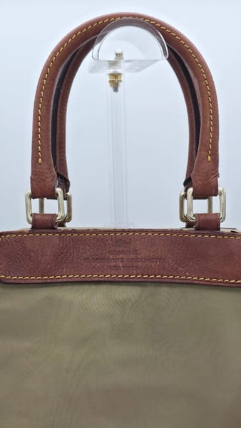 Dooney & Bourke Medium Green Canvas Satchel Vacchetta Leather Trim Pink, photo 5 of 12