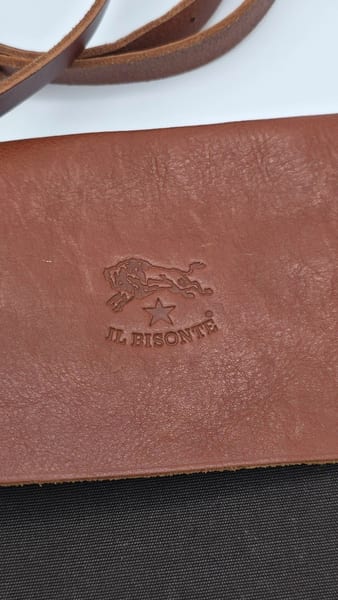 Il Bisonte Leather Canvas Zip Shoulder Bag Brown Gray + Dust Bag, photo 2 of 9