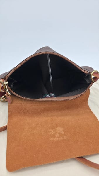 Il Bisonte Leather Canvas Zip Shoulder Bag Brown Gray + Dust Bag, photo 8 of 9