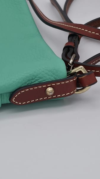 Dooney & Bourke Pebbled Leather Crossbody Mint Red Lining Brown Strap, photo 8 of 13