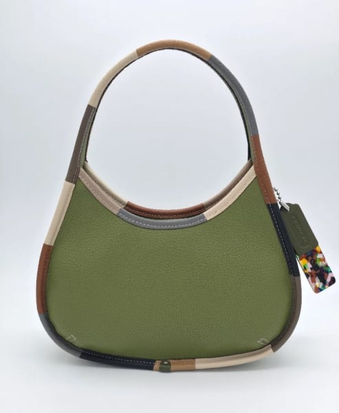 Coach Coachtopia Green Leather Colorblock Crescent Shoulder Bag