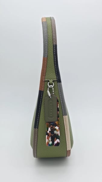 Coach Coachtopia Green Leather Colorblock Crescent Shoulder Bag, photo 3 of 10