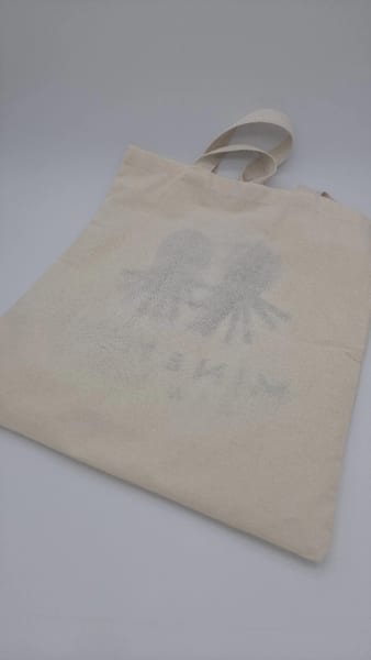 Min & Mon New York Beige/Black Canvas Reusable Shopping Tote Bag, photo 2 of 2