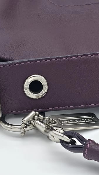 Coach Plum Pebbled Leather Medium Crossbody Silver Tassel Zip, photo 3 of 10