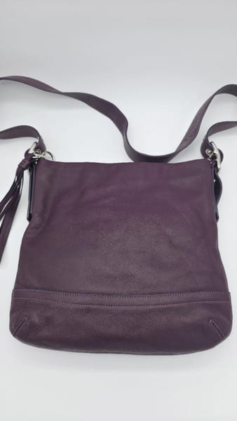 Coach Plum Pebbled Leather Medium Crossbody Silver Tassel Zip, photo 7 of 10