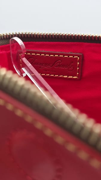 Dooney & Bourke Red Pebbled Leather Crossbody Handbag Zip Top Tassel, photo 8 of 10