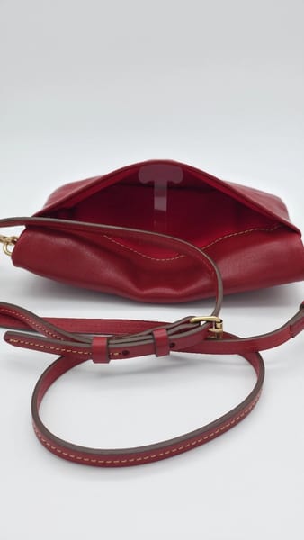 Dooney & Bourke Red Pebbled Leather Crossbody Handbag Zip Top Tassel, photo 10 of 10