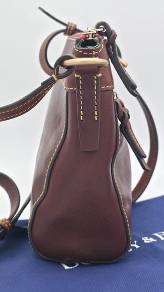 Dooney & Bourke Florentine Leather Crossbody Bag Brown Red Lining Zip, photo 5 of 11