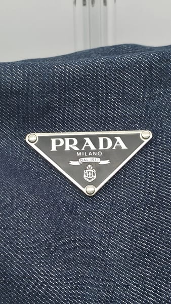 Prada Leather-Trimmed Denim Hobo Bag 90s Style, photo 2 of 15