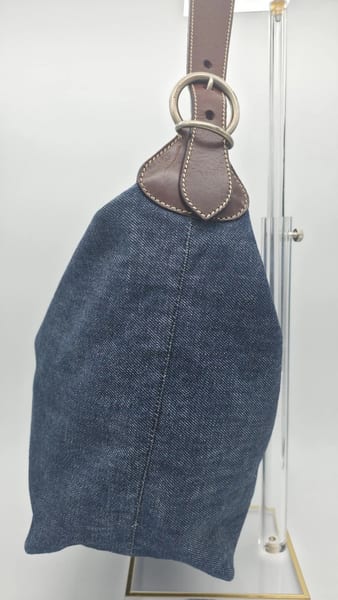 Prada Leather-Trimmed Denim Hobo Bag 90s Style, photo 5 of 15