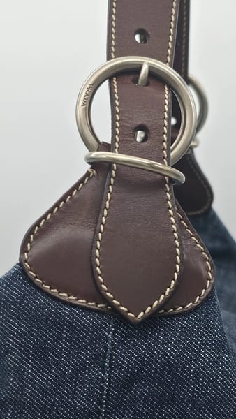 Prada Leather-Trimmed Denim Hobo Bag 90s Style, photo 6 of 15