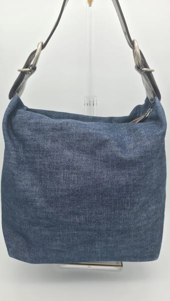Prada Leather-Trimmed Denim Hobo Bag 90s Style, photo 7 of 15